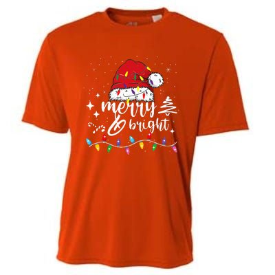 Merry And Bright Christmas Lights Xmas Cooling Performance Crew T-Shirt