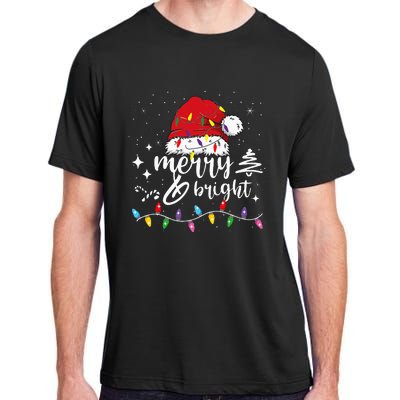 Merry And Bright Christmas Lights Xmas Adult ChromaSoft Performance T-Shirt