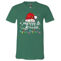 Merry And Bright Christmas Lights Xmas V-Neck T-Shirt