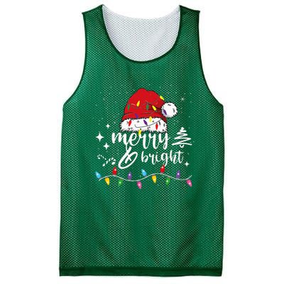 Merry And Bright Christmas Lights Xmas Mesh Reversible Basketball Jersey Tank