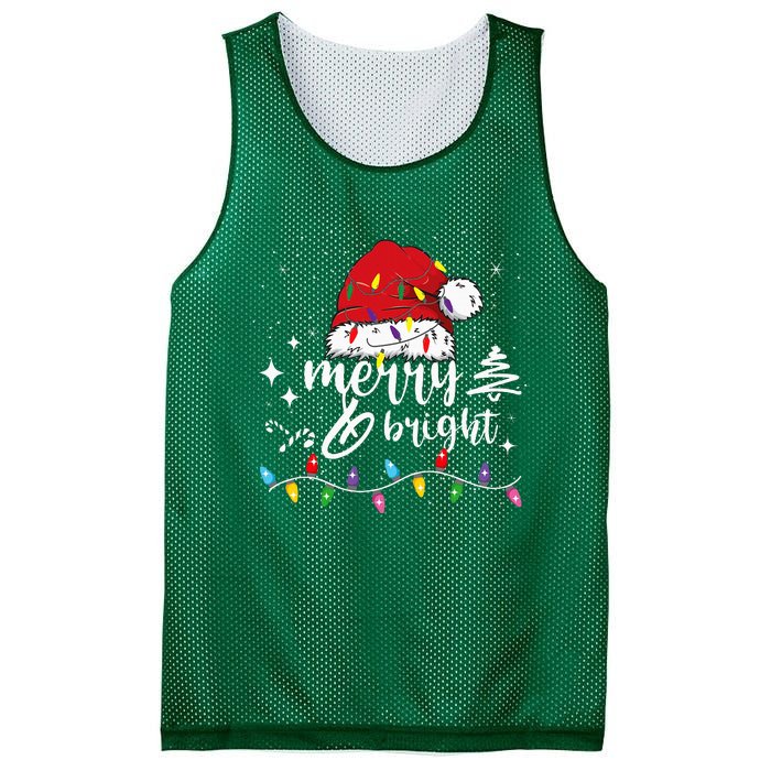 Merry And Bright Christmas Lights Xmas Mesh Reversible Basketball Jersey Tank