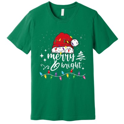 Merry And Bright Christmas Lights Xmas Premium T-Shirt