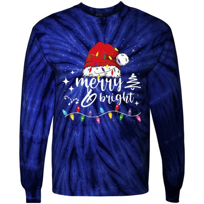 Merry And Bright Christmas Lights Xmas Tie-Dye Long Sleeve Shirt