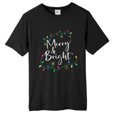 Merry And Bright Christmas Lights Xmas Holiday Family Match Tall Fusion ChromaSoft Performance T-Shirt