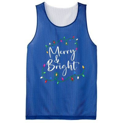 Merry And Bright Christmas Lights Xmas Holiday Family Match Mesh Reversible Basketball Jersey Tank