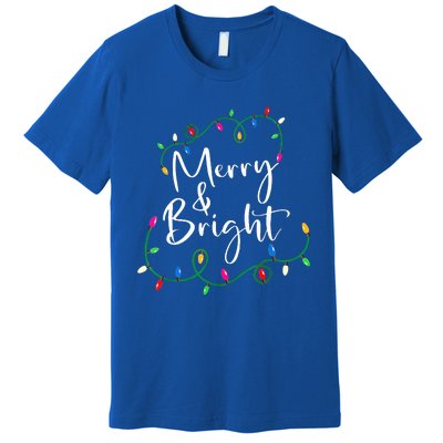 Merry And Bright Christmas Lights Xmas Holiday Family Match Premium T-Shirt