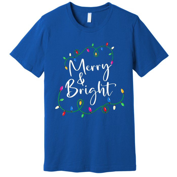 Merry And Bright Christmas Lights Xmas Holiday Family Match Premium T-Shirt