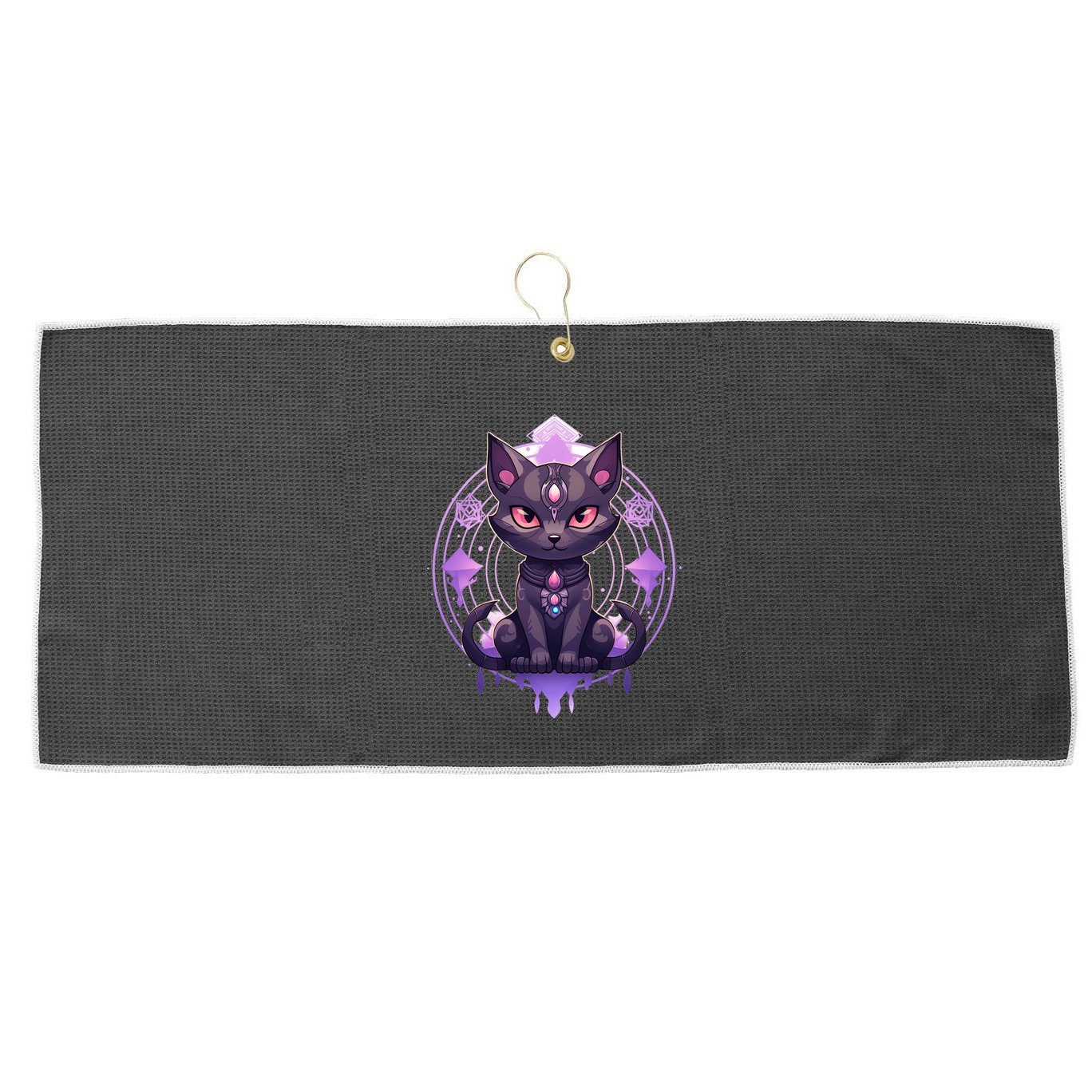 Mystical Anime Black Cat Super Fan Gift Large Microfiber Waffle Golf Towel