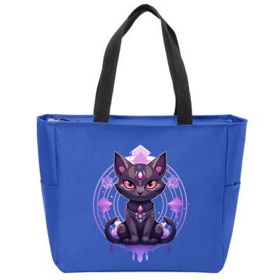 Mystical Anime Black Cat Super Fan Gift Zip Tote Bag