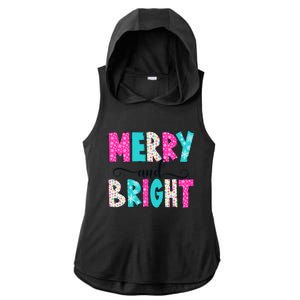 Merry And Bright Christmas Cute Family Xmas Holiday Ladies PosiCharge Tri-Blend Wicking Draft Hoodie Tank