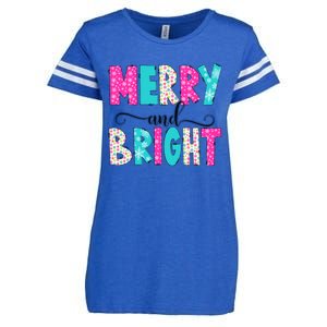 Merry And Bright Christmas Cute Family Xmas Holiday Enza Ladies Jersey Football T-Shirt