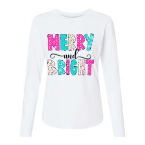 Merry And Bright Christmas Cute Family Xmas Holiday Womens Cotton Relaxed Long Sleeve T-Shirt