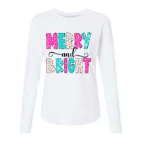 Merry And Bright Christmas Cute Family Xmas Holiday Womens Cotton Relaxed Long Sleeve T-Shirt