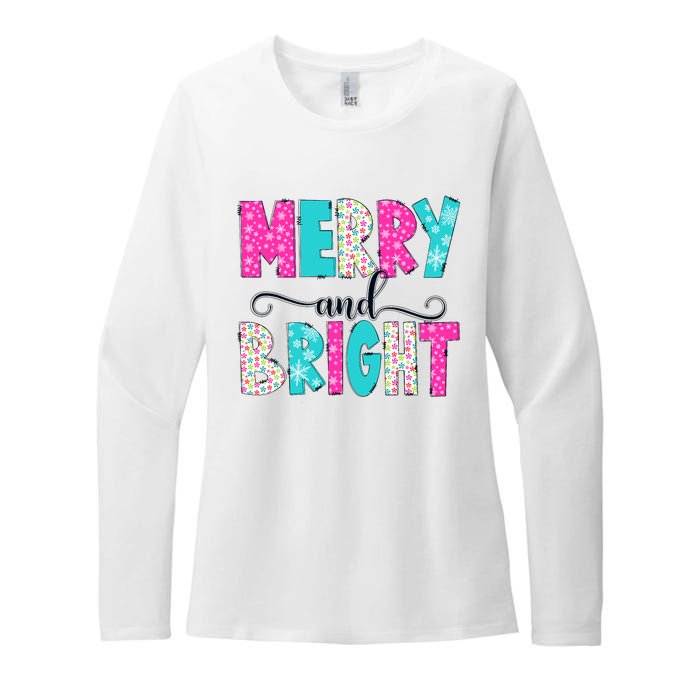 Merry And Bright Christmas Cute Family Xmas Holiday Womens CVC Long Sleeve Shirt