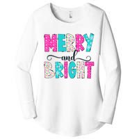 Merry And Bright Christmas Cute Family Xmas Holiday Women's Perfect Tri Tunic Long Sleeve Shirt