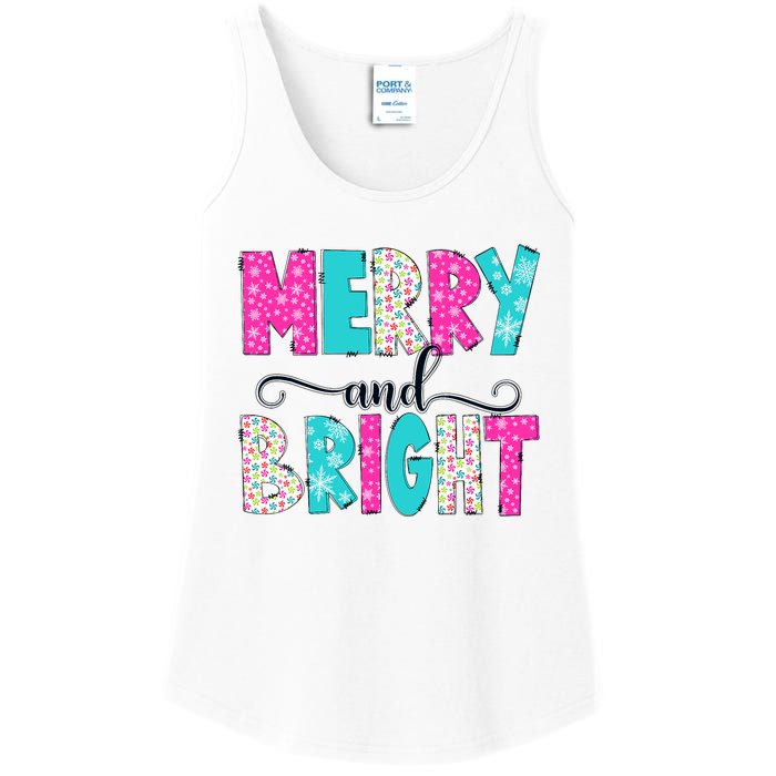 Merry And Bright Christmas Cute Family Xmas Holiday Ladies Essential Tank