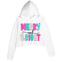 Merry And Bright Christmas Cute Family Xmas Holiday Crop Fleece Hoodie