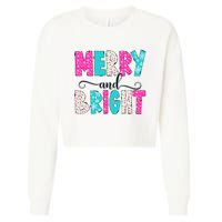 Merry And Bright Christmas Cute Family Xmas Holiday Cropped Pullover Crew