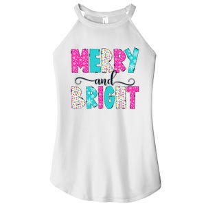 Merry And Bright Christmas Cute Family Xmas Holiday Women's Perfect Tri Rocker Tank