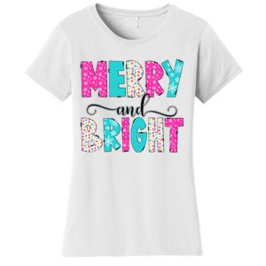 Merry And Bright Christmas Cute Family Xmas Holiday Women's T-Shirt