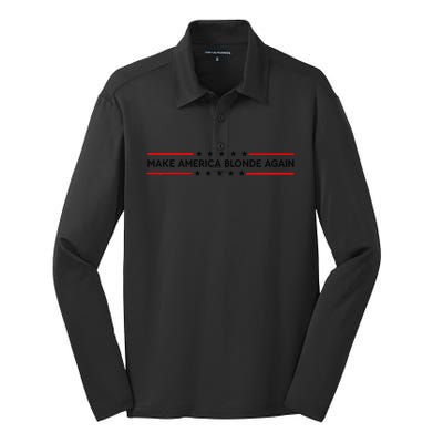 Make America Blonde Again Silk Touch Performance Long Sleeve Polo