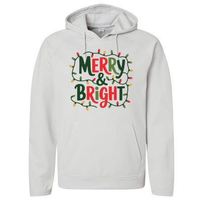 Merry And Bright Christmas Light Performance Fleece Hoodie