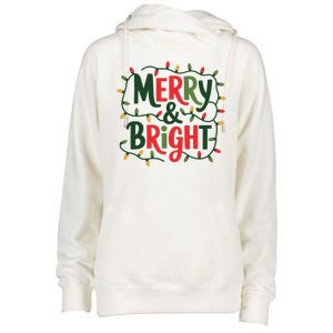 Merry And Bright Christmas Light Womens Funnel Neck Pullover Hood