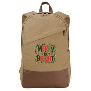 Merry And Bright Christmas Light Cotton Canvas Backpack