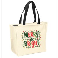 Merry And Bright Christmas Light Zip Tote Bag