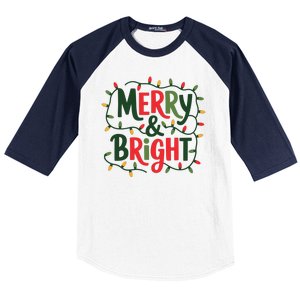 Merry And Bright Christmas Light Baseball Sleeve Shirt