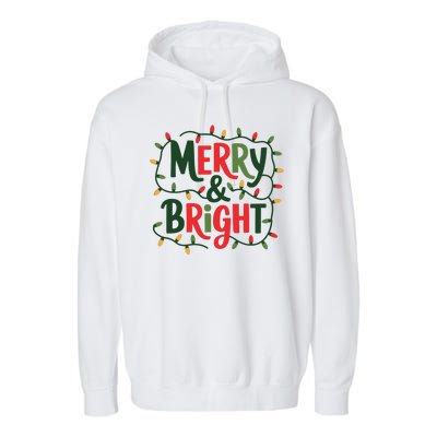 Merry And Bright Christmas Light Garment-Dyed Fleece Hoodie