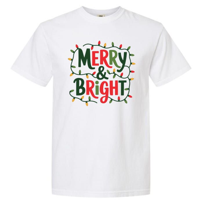 Merry And Bright Christmas Light Garment-Dyed Heavyweight T-Shirt