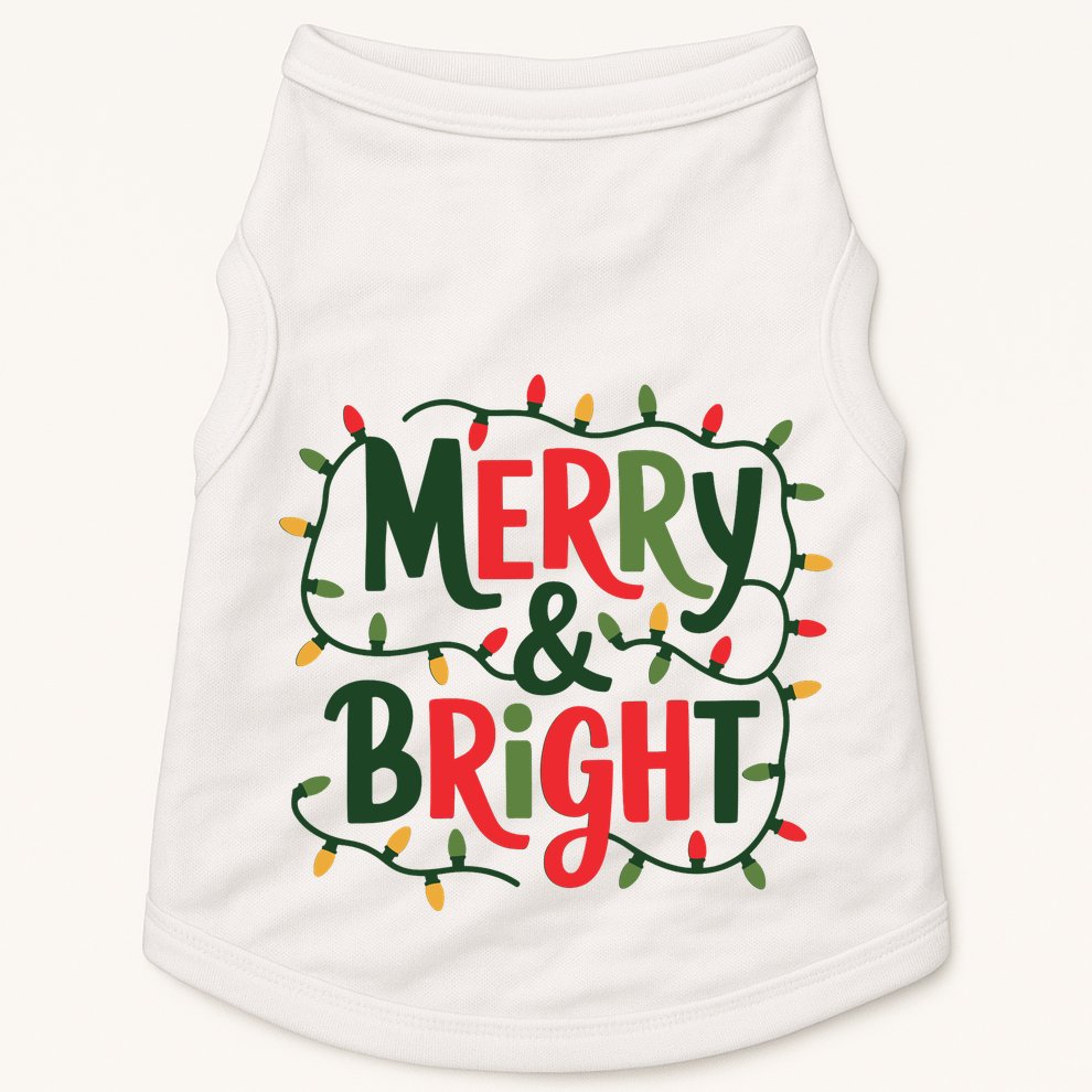 Merry And Bright Christmas Light Doggie Tank