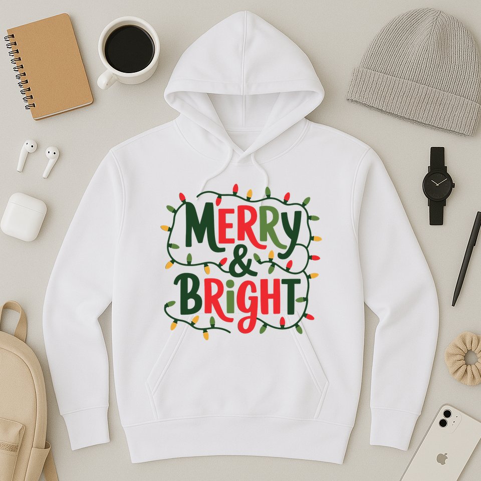Merry And Bright Christmas Light Hoodie