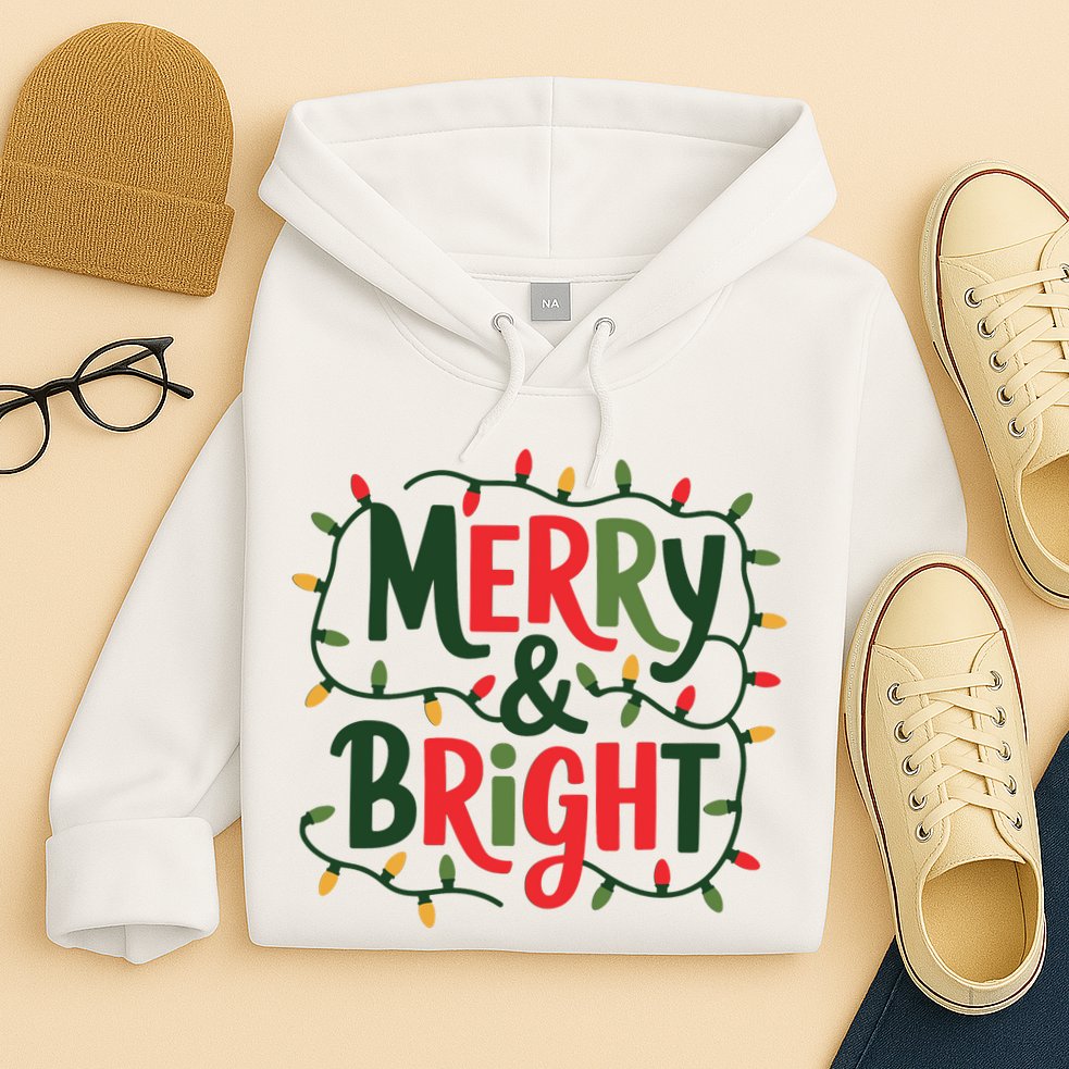 Merry And Bright Christmas Light Hoodie