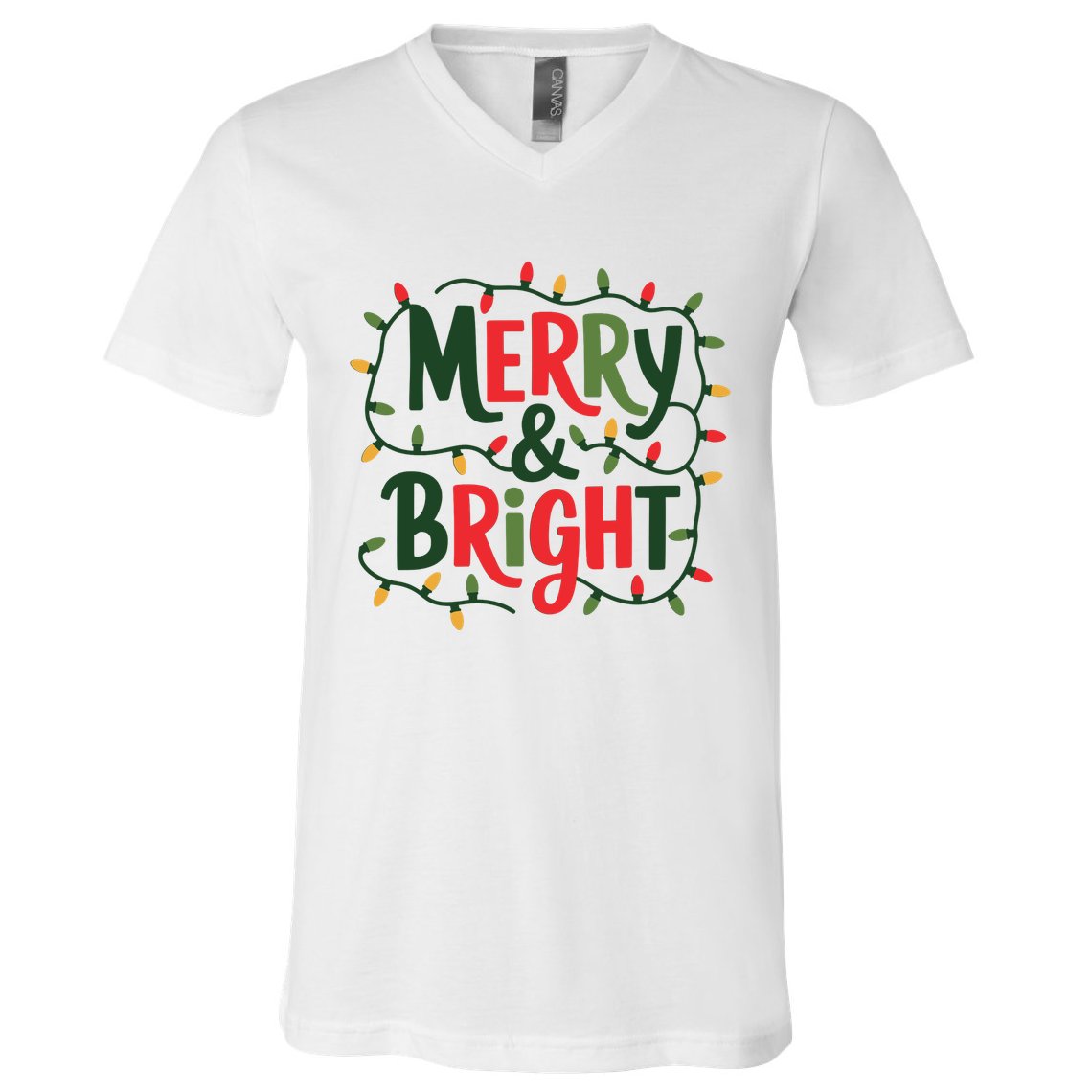 Merry And Bright Christmas Light V-Neck T-Shirt