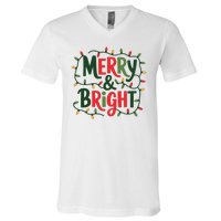 Merry And Bright Christmas Light V-Neck T-Shirt