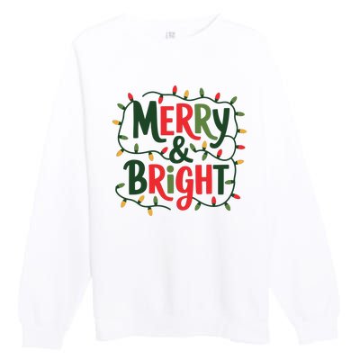 Merry And Bright Christmas Light Premium Crewneck Sweatshirt