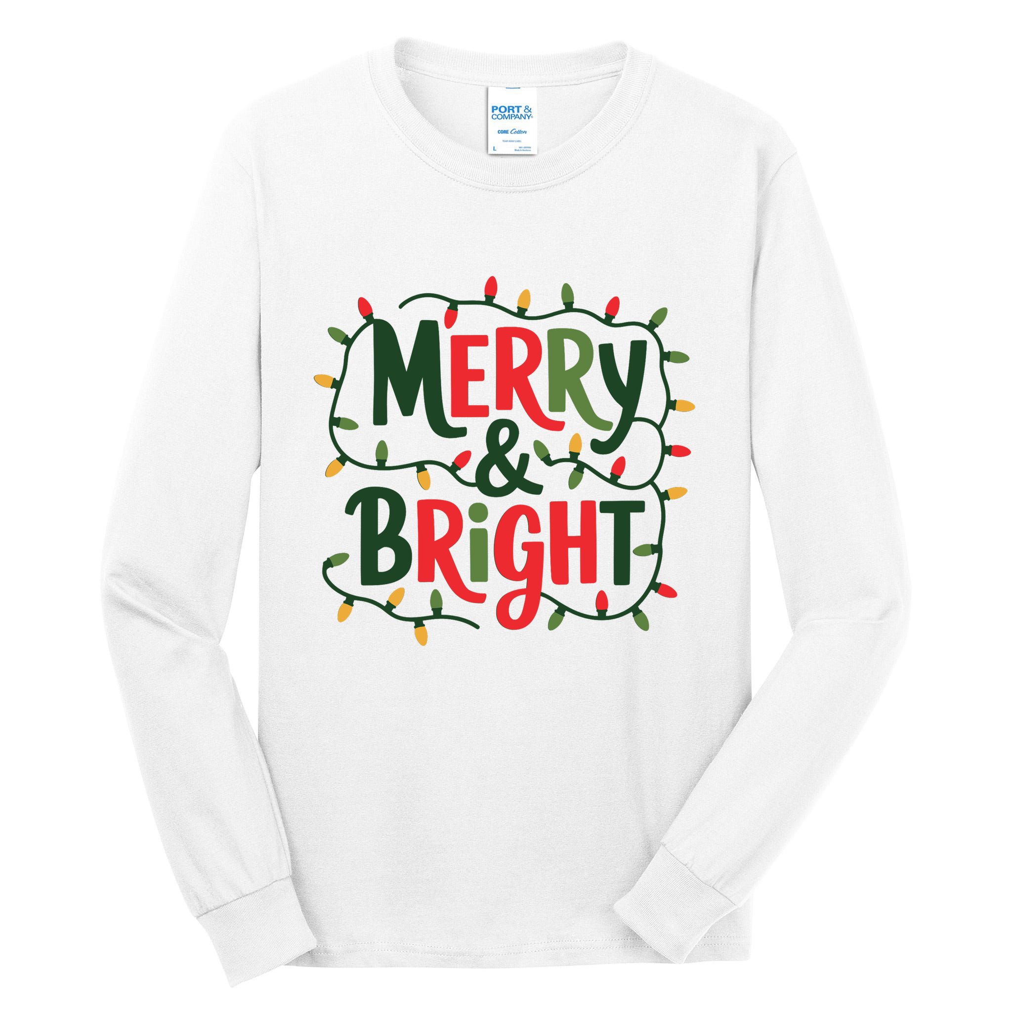 Merry And Bright Christmas Light Tall Long Sleeve T-Shirt