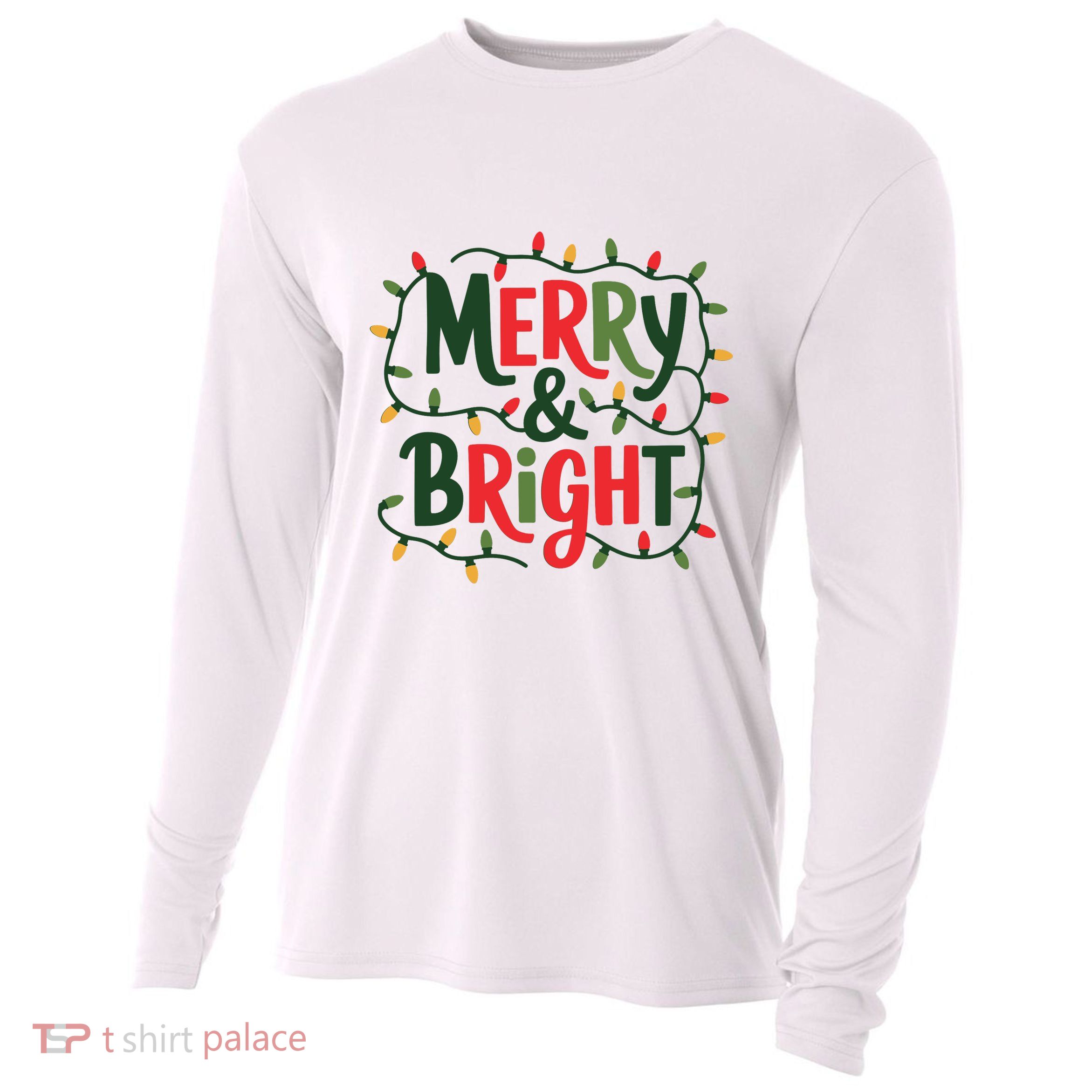Merry And Bright Christmas Light Cooling Performance Long Sleeve Crew