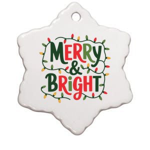 Merry And Bright Christmas Light Ceramic Star Ornament