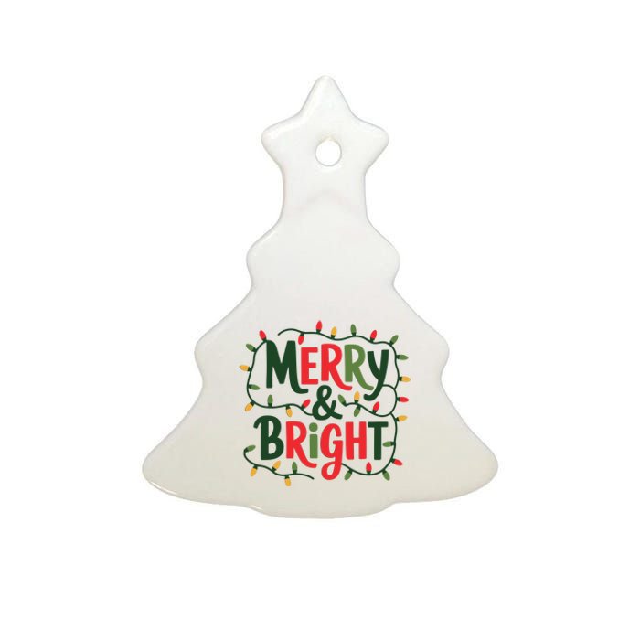 Merry And Bright Christmas Light Ceramic Tree Ornament