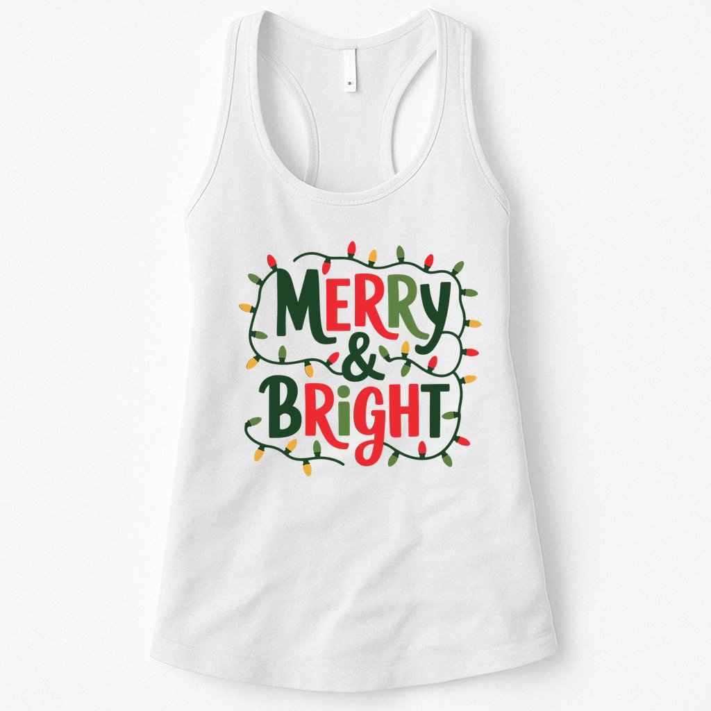 Merry And Bright Christmas Light Womens Tank Top