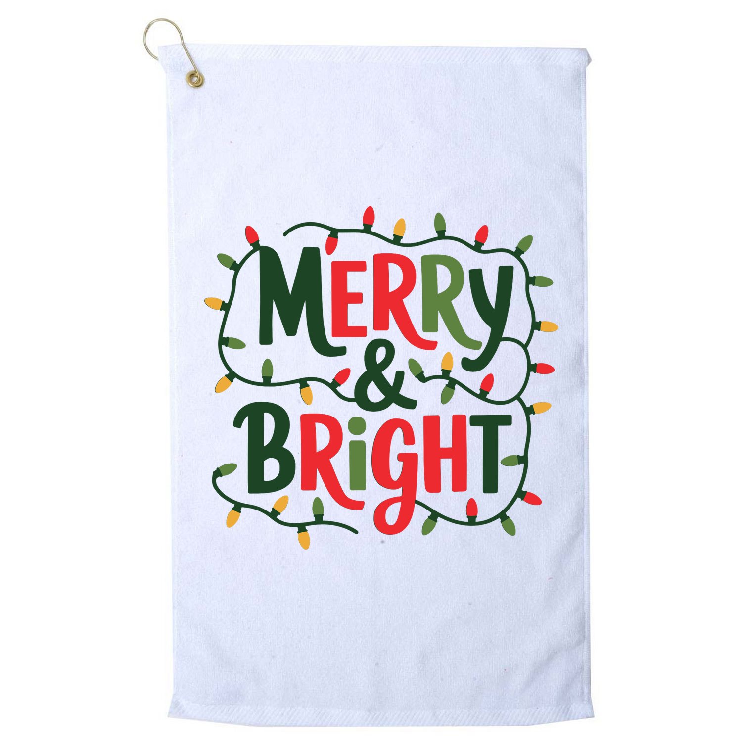 Merry And Bright Christmas Light Golf Towel