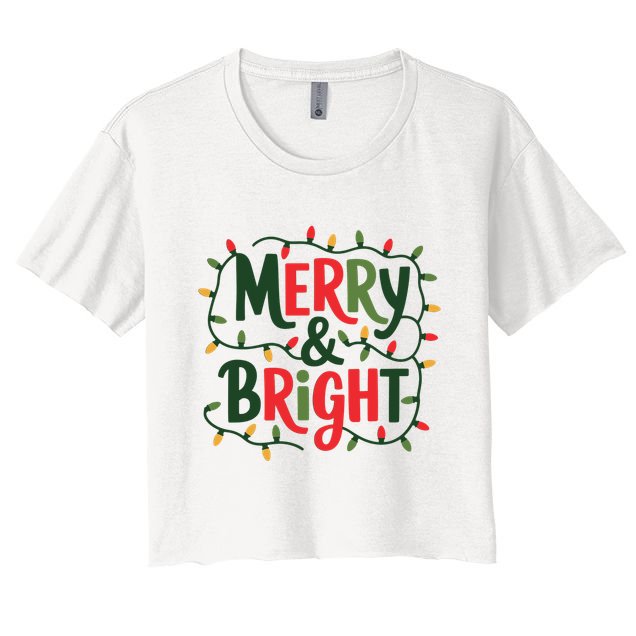 Merry And Bright Christmas Light Crop Top