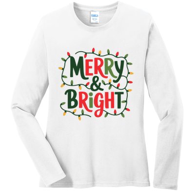 Merry And Bright Christmas Light Ladies Long Sleeve Shirt