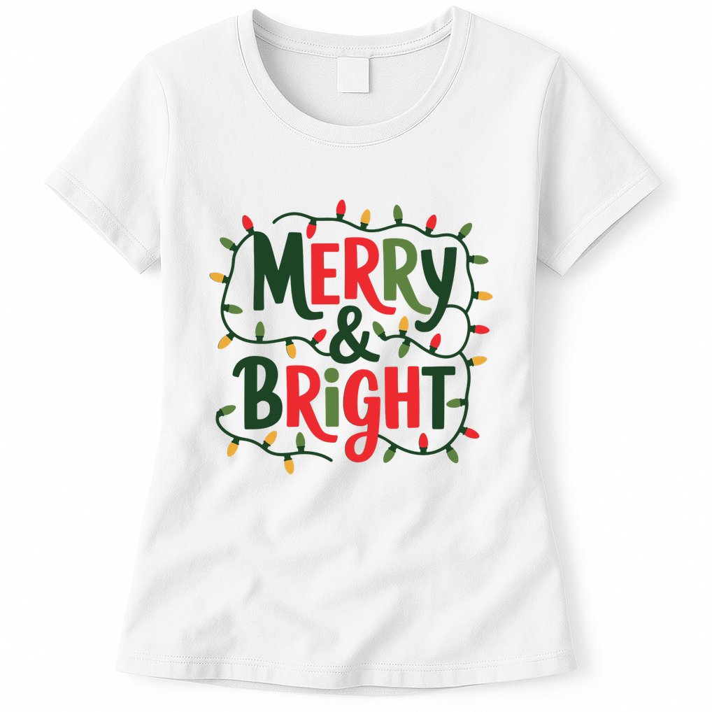 Merry And Bright Christmas Light Womens T-Shirt
