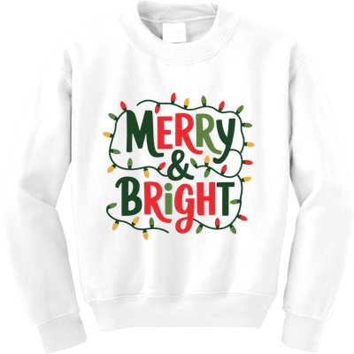 Merry And Bright Christmas Light Kids Sweatshirt