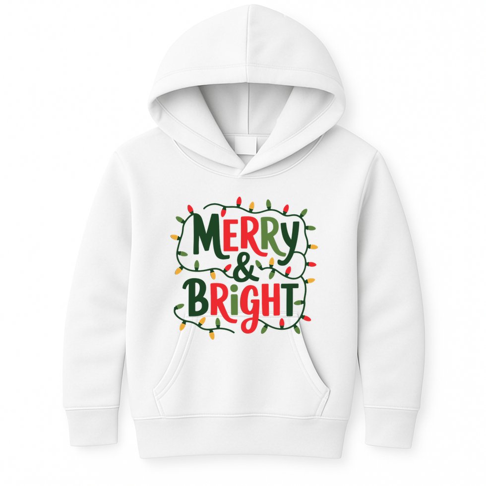 Merry And Bright Christmas Light Kids Hoodie