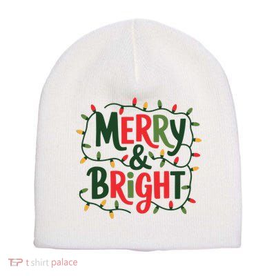 Merry And Bright Christmas Light Short Acrylic Beanie